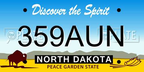 359AUN North Dakota License Plate