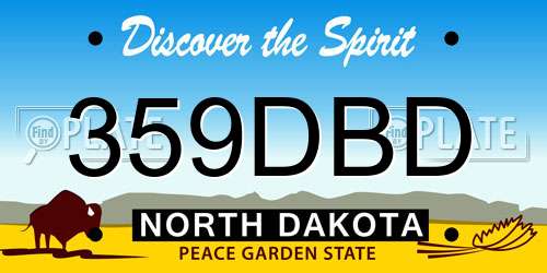 359DBD North Dakota License Plate