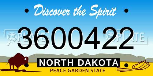 3600422 North Dakota License Plate