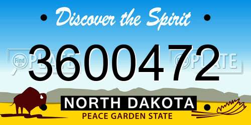 3600472 North Dakota License Plate