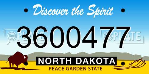3600477 North Dakota License Plate