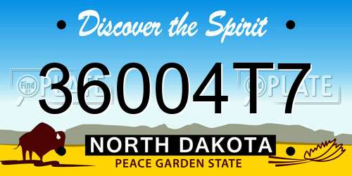 36004T7 North Dakota License Plate