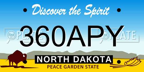 360APY North Dakota License Plate