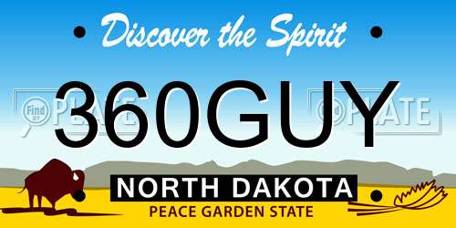 360GUY North Dakota License Plate