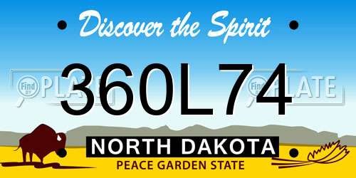 360L74 North Dakota License Plate