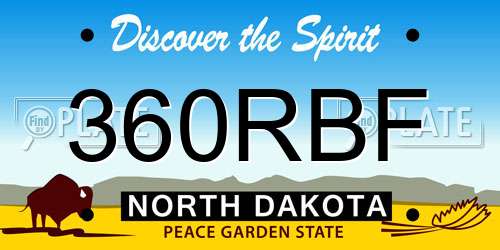 360RBF North Dakota License Plate