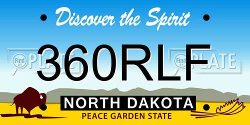 360RLF North Dakota License Plate