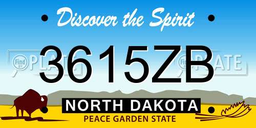 3615ZB North Dakota License Plate