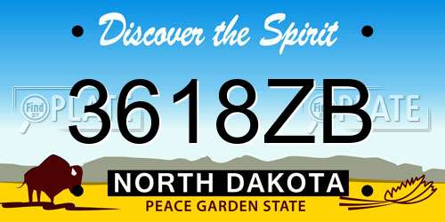 3618ZB North Dakota License Plate