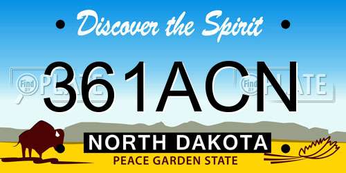 361ACN North Dakota License Plate