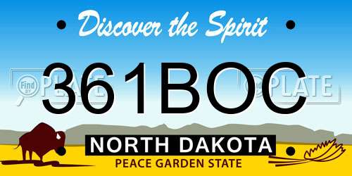 361BOC North Dakota License Plate