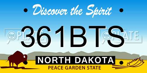361BTS North Dakota License Plate
