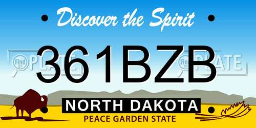 361BZB North Dakota License Plate