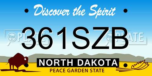 361SZB North Dakota License Plate