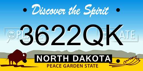 3622QK North Dakota License Plate