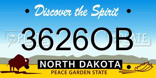 3626OB North Dakota License Plate