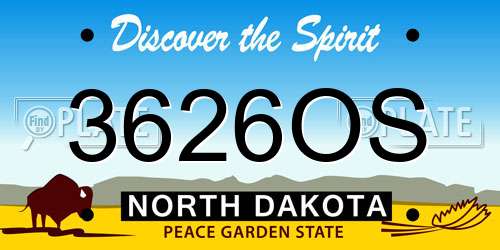 3626OS North Dakota License Plate