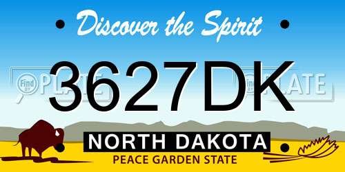 3627DK North Dakota License Plate