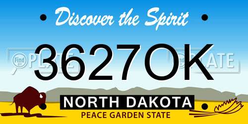 3627OK North Dakota License Plate