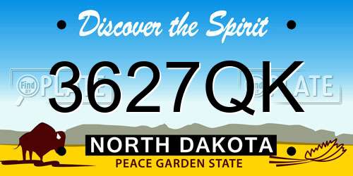 3627QK North Dakota License Plate