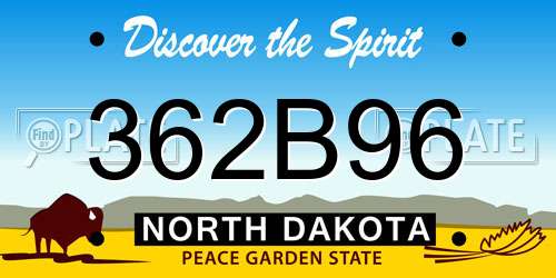 362B96 North Dakota License Plate
