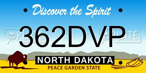 362DVP North Dakota License Plate