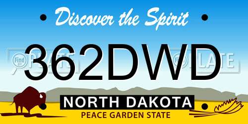 362DWD North Dakota License Plate