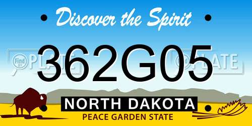 362G05 North Dakota License Plate