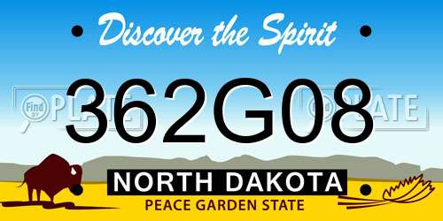 362G08 North Dakota License Plate