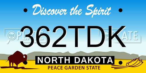 362TDK North Dakota License Plate