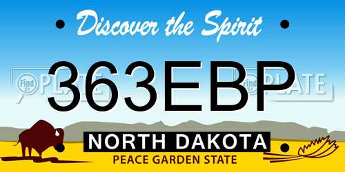 363EBP North Dakota License Plate