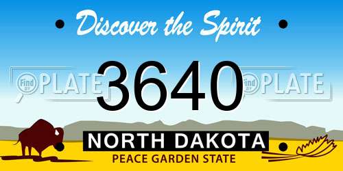3640 North Dakota License Plate