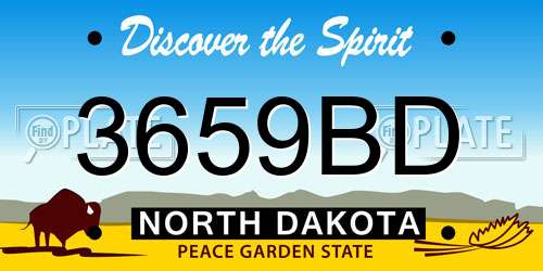 3659BD North Dakota License Plate