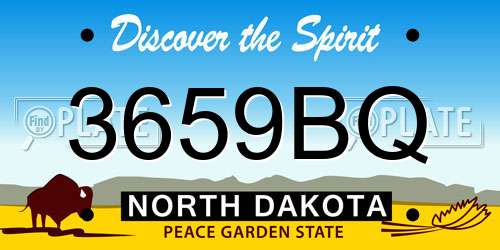 3659BQ North Dakota License Plate