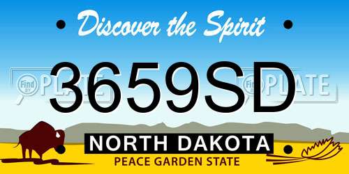 3659SD North Dakota License Plate