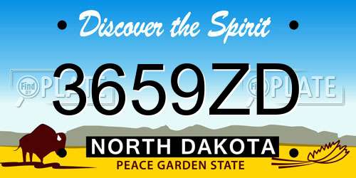 3659ZD North Dakota License Plate