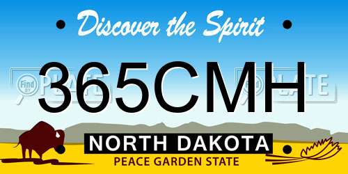 365CMH North Dakota License Plate