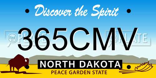 365CMV North Dakota License Plate