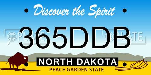 365DDB North Dakota License Plate