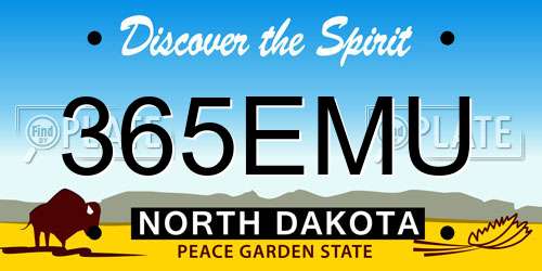365EMU North Dakota License Plate
