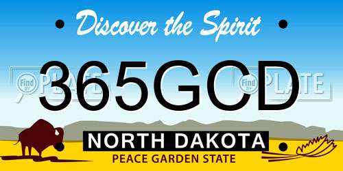 365GCD North Dakota License Plate