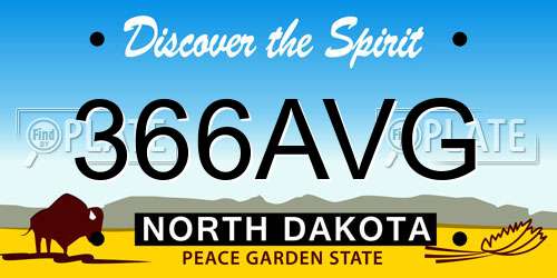 366AVG North Dakota License Plate