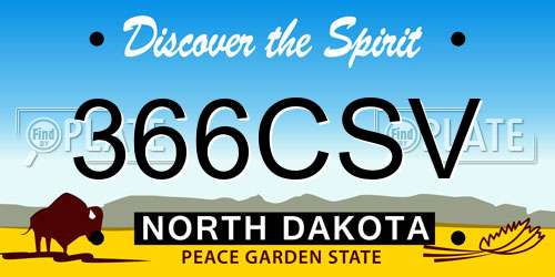366CSV North Dakota License Plate