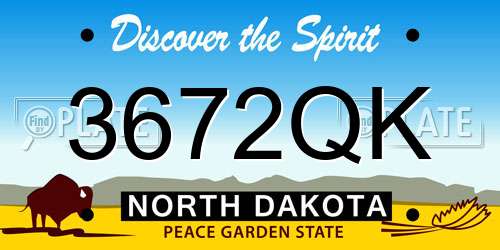 3672QK North Dakota License Plate