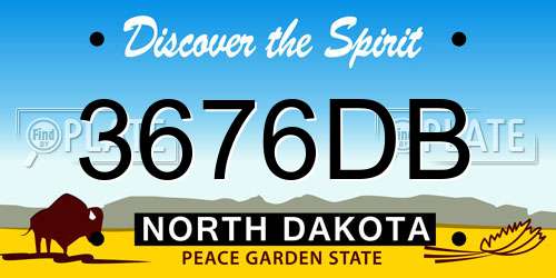 3676DB North Dakota License Plate