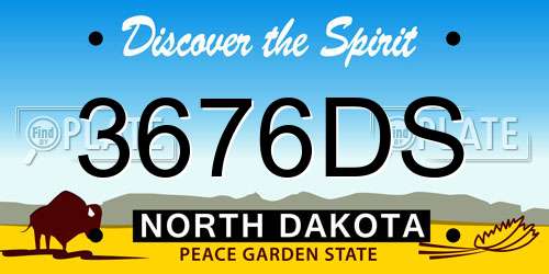 3676DS North Dakota License Plate
