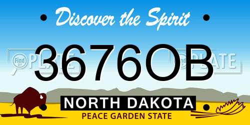 3676OB North Dakota License Plate