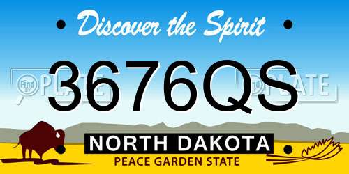 3676QS North Dakota License Plate
