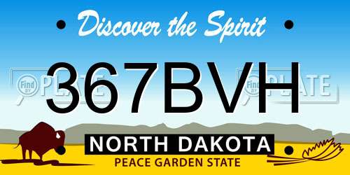 367BVH North Dakota License Plate