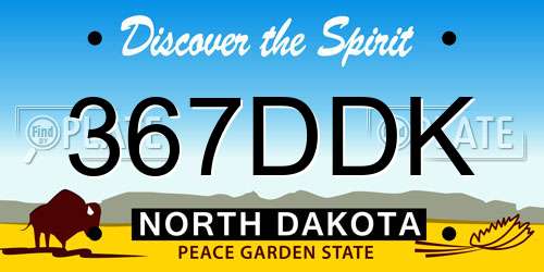 367DDK North Dakota License Plate